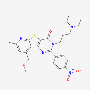 5-[3-(diethylamino)propyl]-13-(methoxymethyl)-11-methyl-4-(4-nitrophenyl)-8-thia-3,5,10-triazatricyclo[7.4.0.02,7]trideca-1(13),2(7),3,9,11-pentaen-6-one