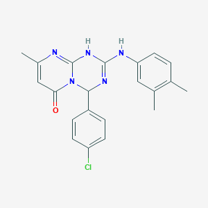 4-(4-chlorophenyl)-2-[(3,4-dimethylphenyl)amino]-8-methyl-1,4-dihydro-6H-pyrimido[1,2-a][1,3,5]triazin-6-one