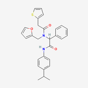 N-(furan-2-ylmethyl)-N-(2-oxo-1-phenyl-2-{[4-(propan-2-yl)phenyl]amino}ethyl)-2-(thiophen-2-yl)acetamide