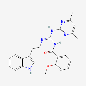 N-[(E)-[(4,6-dimethylpyrimidin-2-yl)amino]{[2-(1H-indol-3-yl)ethyl]amino}methylidene]-2-methoxybenzamide