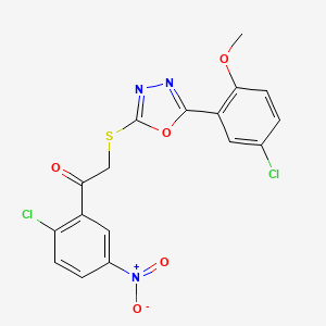 2-{[5-(5-Chloro-2-methoxyphenyl)-1,3,4-oxadiazol-2-yl]sulfanyl}-1-(2-chloro-5-nitrophenyl)ethanone