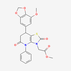 methyl [7-(7-methoxy-1,3-benzodioxol-5-yl)-2,5-dioxo-4-phenyl-4,5,6,7-tetrahydro[1,3]thiazolo[4,5-b]pyridin-3(2H)-yl]acetate