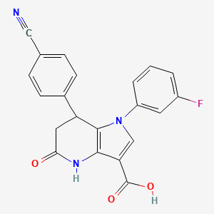 molecular formula C21H14FN3O3 B11463826 7-(4-cyanophenyl)-1-(3-fluorophenyl)-5-hydroxy-6,7-dihydro-1H-pyrrolo[3,2-b]pyridine-3-carboxylic acid 