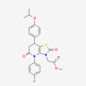 molecular formula C24H23FN2O5S B11463835 methyl [4-(4-fluorophenyl)-2,5-dioxo-7-[4-(propan-2-yloxy)phenyl]-4,5,6,7-tetrahydro[1,3]thiazolo[4,5-b]pyridin-3(2H)-yl]acetate 