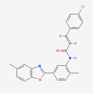 (2E)-3-(4-chlorophenyl)-N-[2-methyl-5-(5-methyl-1,3-benzoxazol-2-yl)phenyl]prop-2-enamide