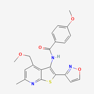 4-methoxy-N-[4-(methoxymethyl)-6-methyl-2-(1,2-oxazol-3-yl)thieno[2,3-b]pyridin-3-yl]benzamide