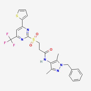 N-(1-benzyl-3,5-dimethyl-1H-pyrazol-4-yl)-3-{[4-(thiophen-2-yl)-6-(trifluoromethyl)pyrimidin-2-yl]sulfonyl}propanamide