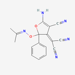 molecular formula C17H13N5O2 B11463893 2-(5-Amino-4-cyano-2-phenyl-2-([(propan-2-ylidene)amino]oxy)furan-3-ylidene)propanedinitrile 