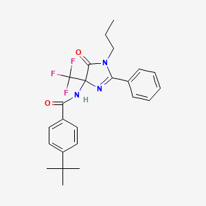 molecular formula C24H26F3N3O2 B11463936 4-tert-butyl-N-[5-oxo-2-phenyl-1-propyl-4-(trifluoromethyl)-4,5-dihydro-1H-imidazol-4-yl]benzamide 