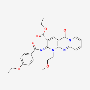 ethyl 6-(4-ethoxybenzoyl)imino-7-(2-methoxyethyl)-2-oxo-1,7,9-triazatricyclo[8.4.0.03,8]tetradeca-3(8),4,9,11,13-pentaene-5-carboxylate