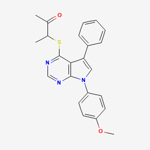 3-{[7-(4-methoxyphenyl)-5-phenyl-7H-pyrrolo[2,3-d]pyrimidin-4-yl]sulfanyl}butan-2-one