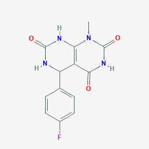 molecular formula C13H11FN4O3 B11464013 5-(4-Fluorophenyl)-1-methyl-3H,5H,6H,8H-[1,3]diazino[4,5-d]pyrimidine-2,4,7-trione 