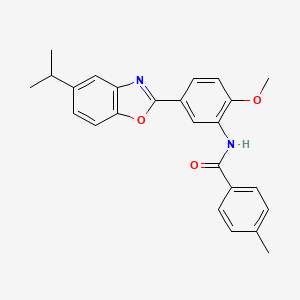 N-{2-methoxy-5-[5-(propan-2-yl)-1,3-benzoxazol-2-yl]phenyl}-4-methylbenzamide