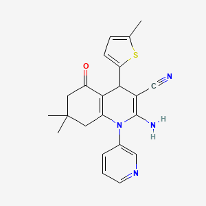 2-Amino-7,7-dimethyl-4-(5-methylthiophen-2-yl)-5-oxo-1-(pyridin-3-yl)-1,4,5,6,7,8-hexahydroquinoline-3-carbonitrile