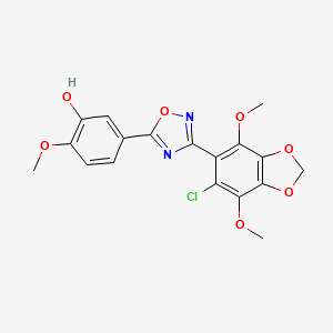 molecular formula C18H15ClN2O7 B11464064 5-[3-(6-Chloro-4,7-dimethoxy-1,3-benzodioxol-5-yl)-1,2,4-oxadiazol-5-yl]-2-methoxyphenol 