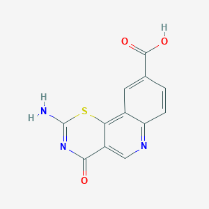 molecular formula C12H7N3O3S B11464066 2-Amino-4-oxo-[1,3]thiazino[5,6-c]quinoline-9-carboxylic acid 