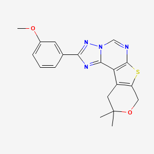 molecular formula C19H18N4O2S B11464128 4-(3-methoxyphenyl)-14,14-dimethyl-13-oxa-10-thia-3,5,6,8-tetrazatetracyclo[7.7.0.02,6.011,16]hexadeca-1(9),2,4,7,11(16)-pentaene 