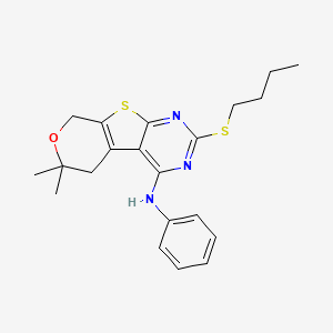 5-butylsulfanyl-12,12-dimethyl-N-phenyl-11-oxa-8-thia-4,6-diazatricyclo[7.4.0.02,7]trideca-1(9),2,4,6-tetraen-3-amine