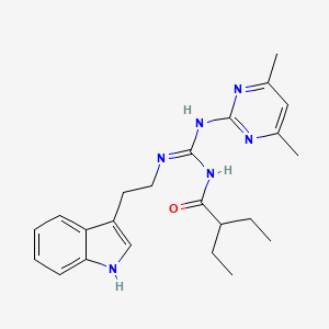 N-[(E)-[(4,6-dimethylpyrimidin-2-yl)amino]{[2-(1H-indol-3-yl)ethyl]amino}methylidene]-2-ethylbutanamide