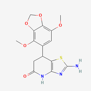 molecular formula C15H15N3O5S B11464206 2-Amino-7-(4,7-dimethoxy-2H-1,3-benzodioxol-5-yl)-4H,6H,7H-[1,3]thiazolo[4,5-b]pyridin-5-one 