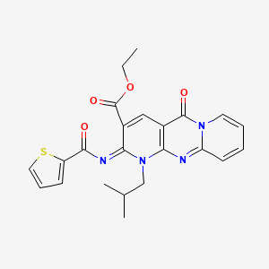 ethyl 7-(2-methylpropyl)-2-oxo-6-(thiophene-2-carbonylimino)-1,7,9-triazatricyclo[8.4.0.03,8]tetradeca-3(8),4,9,11,13-pentaene-5-carboxylate