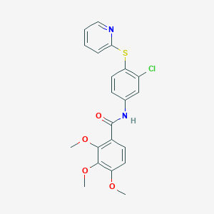 molecular formula C21H19ClN2O4S B11464237 N-[3-chloro-4-(pyridin-2-ylsulfanyl)phenyl]-2,3,4-trimethoxybenzamide 