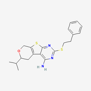 5-(2-phenylethylsulfanyl)-12-propan-2-yl-11-oxa-8-thia-4,6-diazatricyclo[7.4.0.02,7]trideca-1(9),2,4,6-tetraen-3-amine