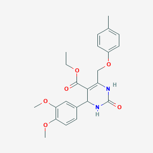 Ethyl 4-(3,4-dimethoxyphenyl)-6-[(4-methylphenoxy)methyl]-2-oxo-1,2,3,4-tetrahydropyrimidine-5-carboxylate