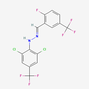 molecular formula C15H7Cl2F7N2 B11464293 (2E)-1-[2,6-dichloro-4-(trifluoromethyl)phenyl]-2-[2-fluoro-5-(trifluoromethyl)benzylidene]hydrazine 