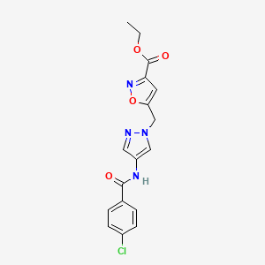 ethyl 5-[(4-{[(4-chlorophenyl)carbonyl]amino}-1H-pyrazol-1-yl)methyl]-1,2-oxazole-3-carboxylate