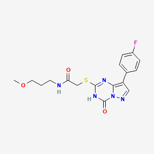 2-{[8-(4-fluorophenyl)-4-oxo-3,4-dihydropyrazolo[1,5-a][1,3,5]triazin-2-yl]sulfanyl}-N-(3-methoxypropyl)acetamide