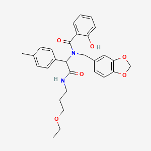 N-(1,3-benzodioxol-5-ylmethyl)-N-{2-[(3-ethoxypropyl)amino]-1-(4-methylphenyl)-2-oxoethyl}-2-hydroxybenzamide