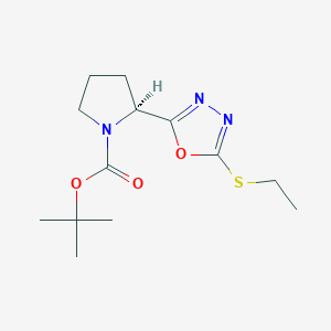 molecular formula C13H21N3O3S B11464459 Tert-butyl 2-[5-(ethylsulfanyl)-1,3,4-oxadiazol-2-YL]pyrrolidine-1-carboxylate 