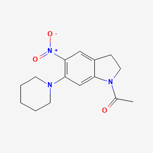 molecular formula C15H19N3O3 B11464463 1-[5-nitro-6-(piperidin-1-yl)-2,3-dihydro-1H-indol-1-yl]ethanone 