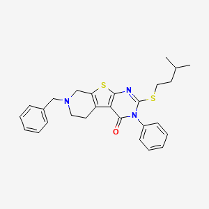 11-benzyl-5-(3-methylbutylsulfanyl)-4-phenyl-8-thia-4,6,11-triazatricyclo[7.4.0.02,7]trideca-1(9),2(7),5-trien-3-one