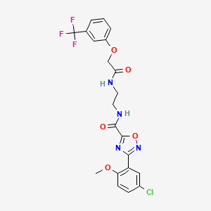 molecular formula C21H18ClF3N4O5 B11464504 3-(5-chloro-2-methoxyphenyl)-N-[2-({[3-(trifluoromethyl)phenoxy]acetyl}amino)ethyl]-1,2,4-oxadiazole-5-carboxamide 