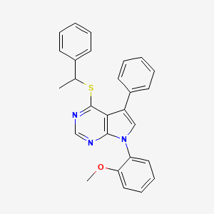 molecular formula C27H23N3OS B11464509 7-(2-methoxyphenyl)-5-phenyl-4-[(1-phenylethyl)sulfanyl]-7H-pyrrolo[2,3-d]pyrimidine 