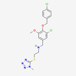 N-{3-chloro-4-[(4-chlorobenzyl)oxy]-5-methoxybenzyl}-2-[(1-methyl-1H-tetrazol-5-yl)sulfanyl]ethanamine