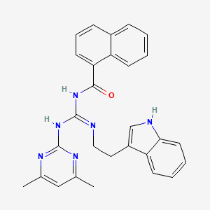 molecular formula C28H26N6O B11464521 N-[(E)-[(4,6-dimethylpyrimidin-2-yl)amino]{[2-(1H-indol-3-yl)ethyl]amino}methylidene]naphthalene-1-carboxamide 