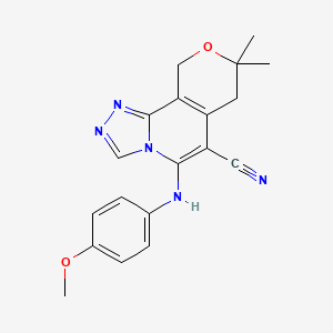 molecular formula C19H19N5O2 B11464533 5-[(4-methoxyphenyl)amino]-8,8-dimethyl-7,10-dihydro-8H-pyrano[3,4-c][1,2,4]triazolo[4,3-a]pyridine-6-carbonitrile 