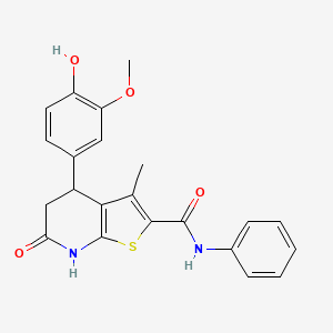 molecular formula C22H20N2O4S B11464553 6-hydroxy-4-(4-hydroxy-3-methoxyphenyl)-3-methyl-N-phenyl-4,5-dihydrothieno[2,3-b]pyridine-2-carboxamide 