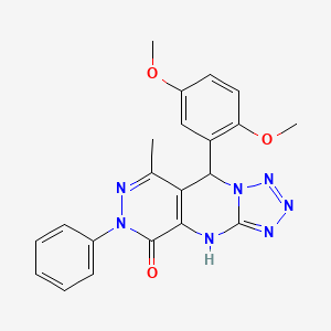 molecular formula C21H19N7O3 B11464555 8-(2,5-dimethoxyphenyl)-10-methyl-12-phenyl-2,4,5,6,7,11,12-heptazatricyclo[7.4.0.03,7]trideca-1(9),3,5,10-tetraen-13-one 