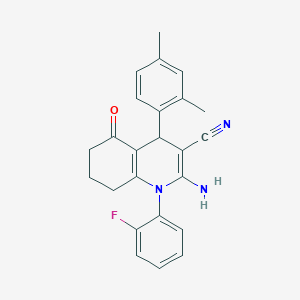 molecular formula C24H22FN3O B11464565 2-Amino-4-(2,4-dimethylphenyl)-1-(2-fluorophenyl)-5-oxo-1,4,5,6,7,8-hexahydroquinoline-3-carbonitrile 