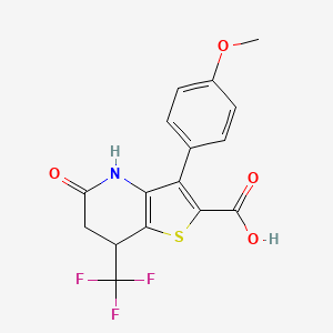 3-(4-Methoxyphenyl)-5-oxo-7-(trifluoromethyl)-4,5,6,7-tetrahydrothieno[3,2-b]pyridine-2-carboxylic acid