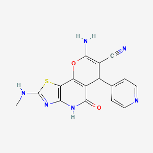 molecular formula C16H12N6O2S B11464576 8-amino-2-(methylamino)-5-oxo-6-(4-pyridyl)-4,6-dihydro-5H-pyrano[2,3-d][1,3]thiazolo[4,5-b]pyridin-7-yl cyanide 