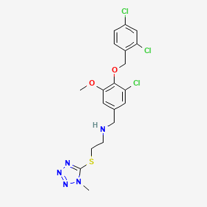 molecular formula C19H20Cl3N5O2S B11464581 N-{3-chloro-4-[(2,4-dichlorobenzyl)oxy]-5-methoxybenzyl}-2-[(1-methyl-1H-tetrazol-5-yl)sulfanyl]ethanamine 