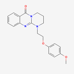 molecular formula C20H21N3O3 B11464601 1-[2-(4-methoxyphenoxy)ethyl]-1,2,3,4-tetrahydro-6H-pyrimido[2,1-b]quinazolin-6-one 