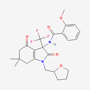 N-[6,6-dimethyl-2,4-dioxo-1-(tetrahydrofuran-2-ylmethyl)-3-(trifluoromethyl)-2,3,4,5,6,7-hexahydro-1H-indol-3-yl]-2-methoxybenzamide