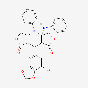 3-anilino-8-(7-methoxy-1,3-benzodioxol-5-yl)-2-phenyl-5,11-dioxa-2-azatricyclo[7.3.0.03,7]dodec-1(9)-ene-6,10-dione