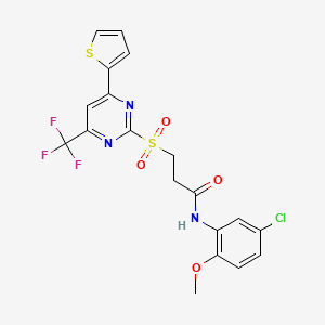 N-(5-chloro-2-methoxyphenyl)-3-{[4-(thiophen-2-yl)-6-(trifluoromethyl)pyrimidin-2-yl]sulfonyl}propanamide